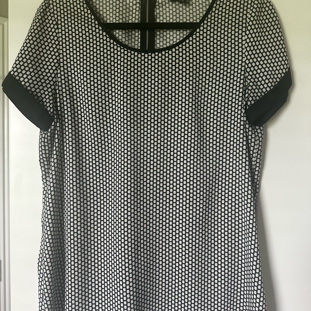 Express Black and White Boxy Short Sleeve Blouse